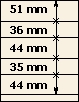 51 mm | 36 mm | 44 mm | 35 mm | 44 mm | T-Blank lehti