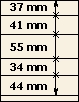 37 mm | 41 mm | 55 mm | 34 mm | 44 mm | T-Blank lehti