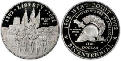 USA 2002 West Point Bicentennial $1 hopea proof