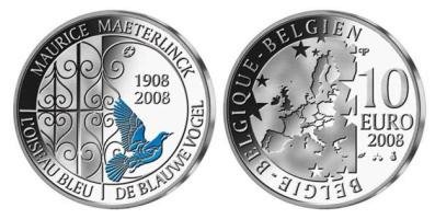 Belgia 2008 10e Maurice Maeterlinck hopeaa Proof