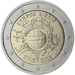 Kypros 2012 2e Euro 10 vuotta rahana