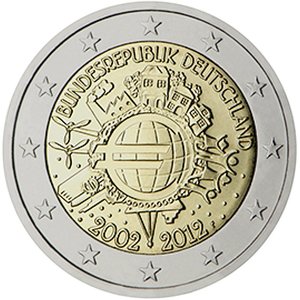 Saksa 2012 2e Euro 10 vuotta rahana G