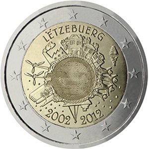 Luxemburg 2012 2e Euro 10 vuotta rahana