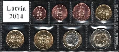 Latvia 2014 Euro coin set 1c - 2e