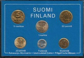 Suomi 1982 markka rahasarja 5p - 5mk UNC