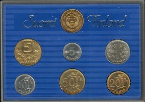 Finland 1988 markka coin year set 5p - 5mk UNC