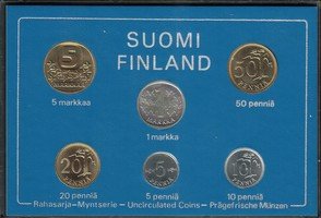 Suomi 1983 markka rahasarja 5p - 5mk UNC K