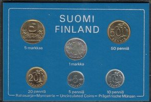 Suomi 1983 markka rahasarja 5p - 5mk UNC K