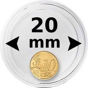 Kolikkokapseli Ø 20,0 mm kolikolle (10 euro cent) 100 kpl