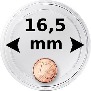 Kolikkokapseli Ø 16,5 mm kolikolle (1 euro cent) 100 kpl