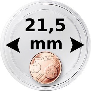 Kolikkokapseli Ø 21,5 mm kolikolle (5 euro cent) 100 kpl