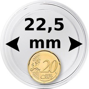 Kolikkokapseli Ø 22,5 mm kolikolle (20 euro cent) 100 kpl