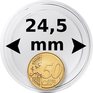 Kolikkokapseli Ø 24,5 mm kolikolle (50 euro cent) 10 kpl