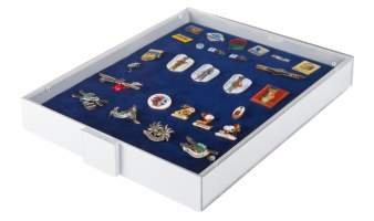 Collection box for pins and medals. d.blue/gray