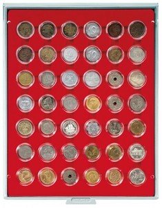 Coin Storage Box 29mm (5c, 20 euroc, 1e in coin capsules) red/gr