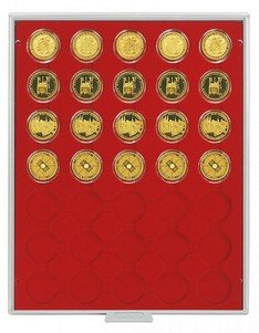 Coin Storage Box 34mm (for coin capsules), red/grey