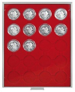 Coin Storage Box 44mm (for coin capsules), red/grey