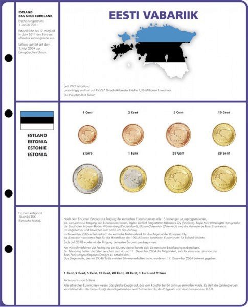 Viro - Eesti eurokolikkosarjalle lisälehti Lindner 8450 kansioon